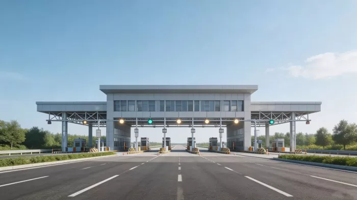 Steel frame highway toll station construction