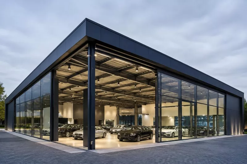 Çelik Çerçeve Araba Showroom İnşaatı